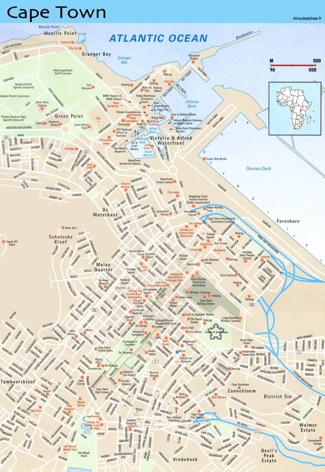 街道地图上的南非开普敦