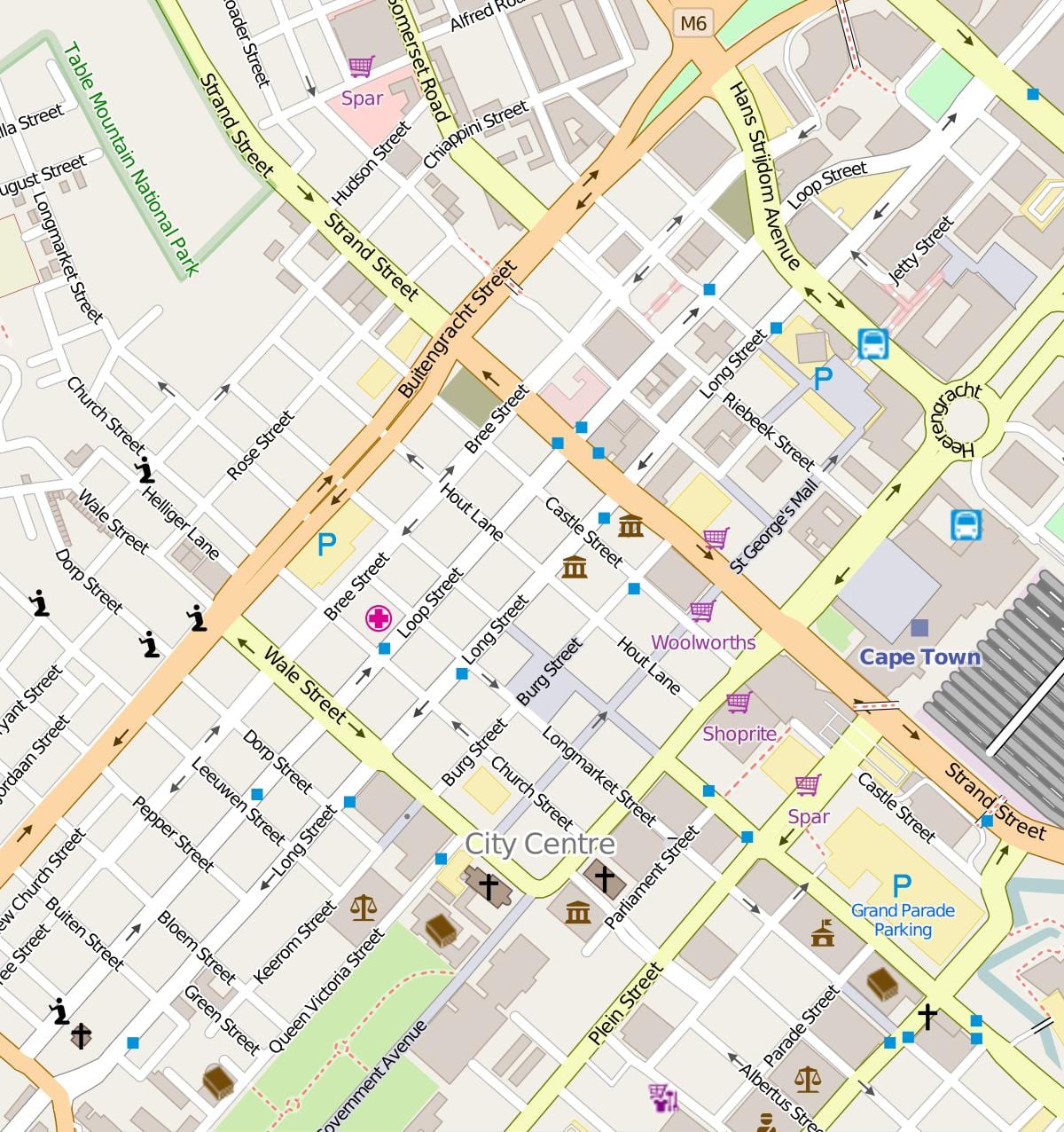 地图上的长开普敦街道