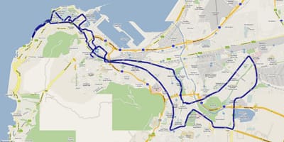 地图普敦马拉松的路线 
