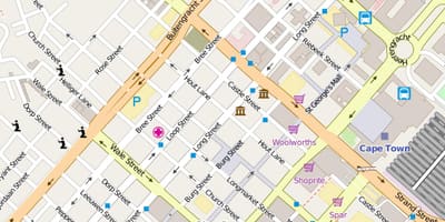 街道地图的开普敦市中心